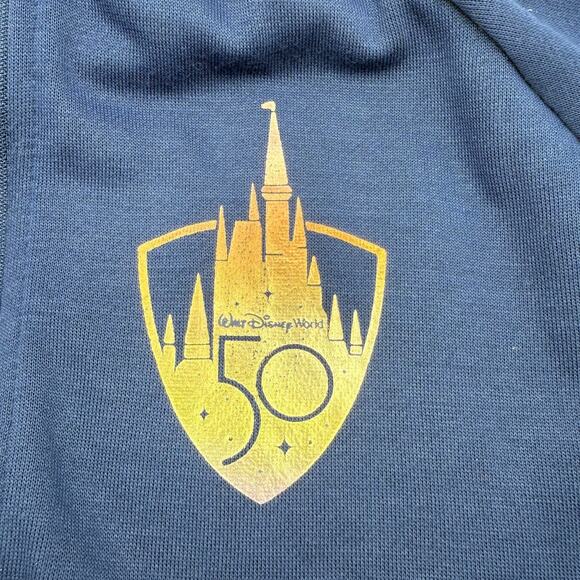 Disney World 50th Anniversary Track Jacket Blue Zip Up Striped Sleeves Size S - Picture 3 of 8